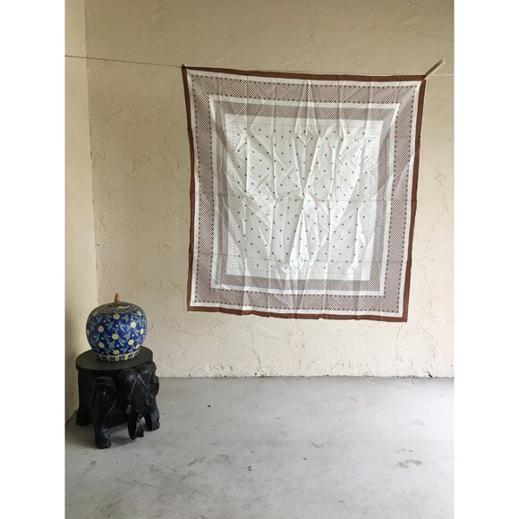 Vintage Avon Fashions Japan Sheer White & Brown Polka Dot Square Scarf - Picture 2 of 5